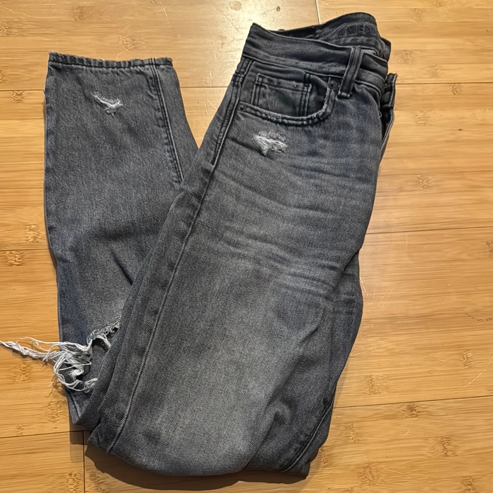 Women's Distressed Gray Jeans